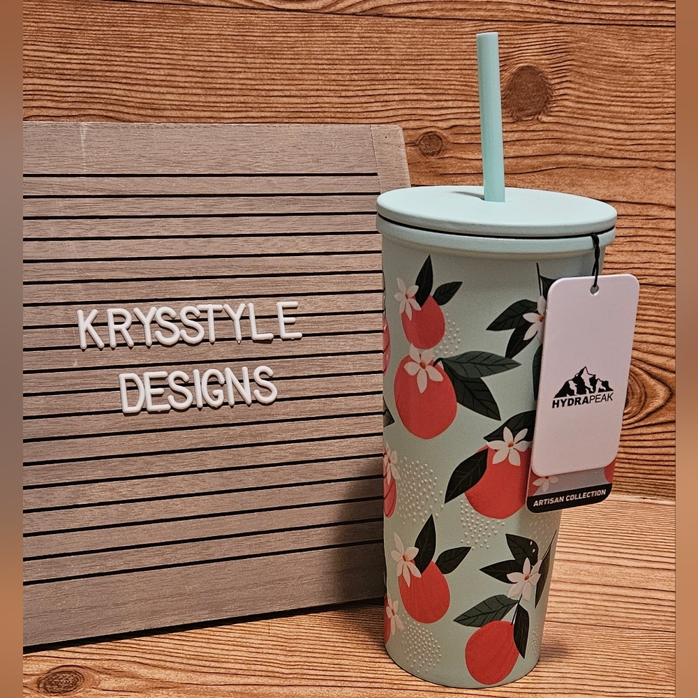 Hydrapeak 25oz Tumbler with Straw Mint Orange Blossom